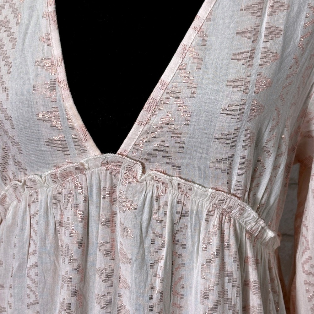 Blue Island Boho Babydoll Dress Size Small Peasant Coastal Beach Euro Summer - Picture 5 of 14